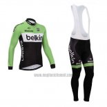 2014 Abbigliamento Ciclismo Belkin Verde e Nero Manica Lunga e Salopette