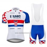 2019 Abbigliamento Ciclismo UHC Bianco Rosso Blu Manica Corta e Salopette