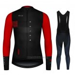 2020 Abbigliamento Ciclismo NDLSS Nero Rosso Manica Lunga e Salopette