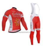 2015 Abbigliamento Ciclismo Cofidis Rosso Manica Lunga e Salopette