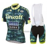 2016 Abbigliamento Ciclismo Tinkoff Saxo Bank Giallo e Verde Manica Corta e Salopette