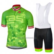 2017 Abbigliamento Ciclismo Castelli Aceso Verde Manica Corta e Salopette