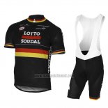 2017 Abbigliamento Ciclismo Lotto Soudal Campione Belga Manica Corta e Salopette