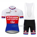 2019 Abbigliamento Ciclismo Elkov Elektro Bianco Rosso Blu Manica Corta e Salopette