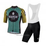 2020 Abbigliamento Ciclismo Bianchi Nero Blu Giallo Manica Corta e Salopette