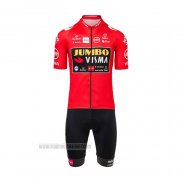 2021 Abbigliamento Ciclismo Jumbo Visma Rosso Manica Corta e Salopette