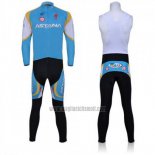 2011 Abbigliamento Ciclismo Astana Celeste Manica Lunga e Salopette