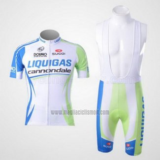 2011 Abbigliamento Ciclismo Liquigas Cannondale Bianco e Verde Manica Corta e Salopette