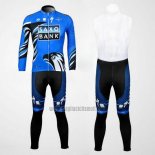 2012 Abbigliamento Ciclismo Saxo Bank Blu e Nero Manica Lunga e Salopette