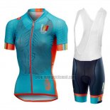 2018 Abbigliamento Ciclismo Donne Castelli Maratona Dles Dolomites-Enel Blu Arancione Manica Corta e Salopette