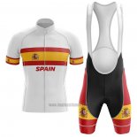 2020 Abbigliamento Ciclismo Campione Spagna Bianco Manica Corta e Salopette