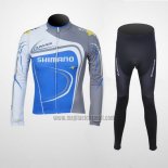 2011 Abbigliamento Ciclismo Shimano Blu e Grigio Manica Lunga e Salopette
