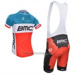 2014 Abbigliamento Ciclismo BMC Campione Italia Blu e Arancione Manica Corta e Salopette