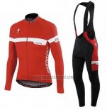 2016 Abbigliamento Ciclismo Specialized Ml Rosso e Bianco Manica Lunga e Salopette
