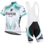 2017 Abbigliamento Ciclismo Bianchi Milano Bianco Manica Corta e Salopette