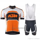 2018 Abbigliamento Ciclismo KTM Bianco Arancione Manica Corta e Salopette