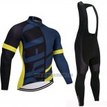 2019 Abbigliamento Ciclismo Specialized Nero Blu Giallo Manica Lunga e Salopette