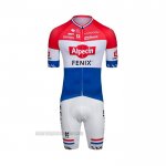 2022 Abbigliamento Ciclismo Alpecin Fenix Rosso Bianco Blu Manica Corta e Salopette