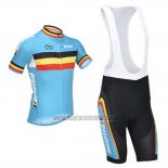 2013 Abbigliamento Ciclismo Belgio Azzurro e Nero Manica Corta e Salopette