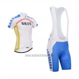 2014 Abbigliamento Ciclismo Fox Cyclingbox Bianco e Blu Manica Corta e Salopette