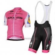 2017 Abbigliamento Ciclismo Quick Step Rosa Manica Corta e Salopette