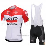 2018 Abbigliamento Ciclismo Lotto Soudal Bianco e Rosso Manica Corta e Salopette