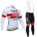 2019 Abbigliamento Ciclismo UCI Mondo Campione UAE Bianco Rosso Manica Lunga e Salopette