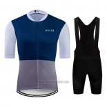 2020 Abbigliamento Ciclismo NDLSS Grigio Blu Manica Corta e Salopette