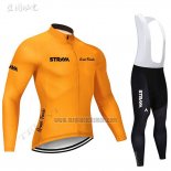 2019 Abbigliamento Ciclismo STRAVA Arancione Manica Lunga e Salopette
