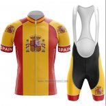 2020 Abbigliamento Ciclismo Campione Spagna Rosso Giallo Manica Corta e Salopette