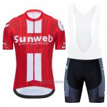 2020 Abbigliamento Ciclismo Sunweb Rosso Manica Corta e Salopette