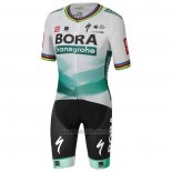 2020 Abbigliamento Ciclismo UCI Mondo Campione Bora Bianco Verde Manica Corta e Salopette