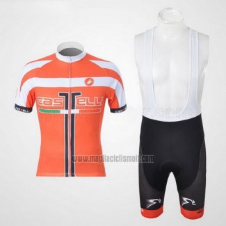 2011 Abbigliamento Ciclismo Castelli Bianco e Arancione Manica Corta e Salopette