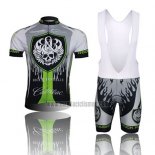 2013 Abbigliamento Ciclismo Rock Racing Nero e Verde Manica Corta e Salopette