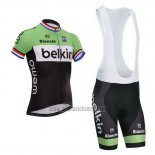 2014 Abbigliamento Ciclismo Belkin Nero e Verde Manica Corta e Salopette
