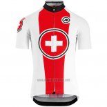 2018 Abbigliamento Ciclismo Svizzera Rosso Bianco Manica Corta e Salopette
