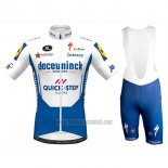 2020 Abbigliamento Ciclismo Deceuninck Quick Step Bianco Blu Manica Corta e Salopette