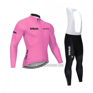 2020 Abbigliamento Ciclismo STRAVA Rosa Manica Lunga e Salopette