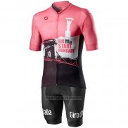 2020 Abbigliamento Ciclismo Giro d'Italia Bianco Nero Rosa Manica Corta e Salopette