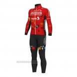 2022 Abbigliamento Ciclismo Bahrain Victorious Rosso Manica Lunga e Salopette