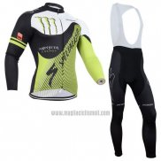 2014 Abbigliamento Ciclismo Specialized Nero e Verde Manica Lunga e Salopette