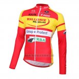 2016 Abbigliamento Ciclismo Wallonie Bruxelles Giallo e Rosso Manica Lunga e Salopette