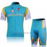 2011 Abbigliamento Ciclismo Astana Celeste Manica Corta e Salopette