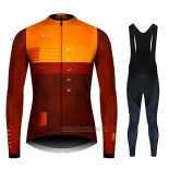 2020 Abbigliamento Ciclismo NDLSS Marrone Giallo Manica Lunga e Salopette