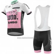 2019 Abbigliamento Ciclismo Lotto NL-Jumbo Rosa Bianco Manica Corta e Salopette