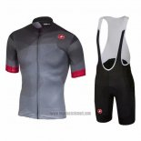 2020 Abbigliamento Ciclismo Castelli Rosso Grigio Manica Corta e Salopette