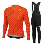 2020 Abbigliamento Ciclismo Donne Sportful Arancione Grigio Manica Lunga e Salopette