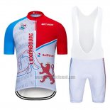 2020 Abbigliamento Ciclismo Lussemburgo Blu Bianco Rosso Manica Corta e Salopette