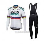 2020 Abbigliamento Ciclismo UCI Mondo Campione Bora Bianco Manica Lunga e Salopette