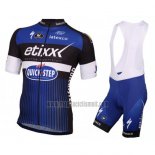 2016 Abbigliamento Ciclismo Etixx Quick Step Bianco e Blu Manica Corta e Salopette